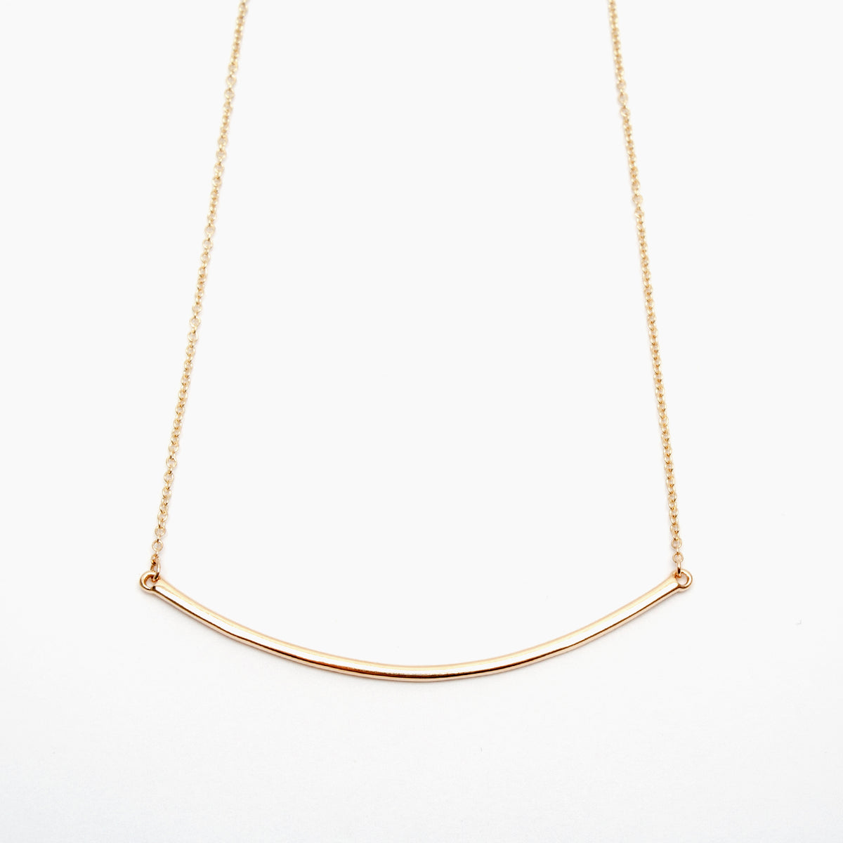 14k Gold Curved Bar Necklace