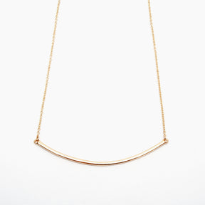14k Gold Curved Bar Necklace