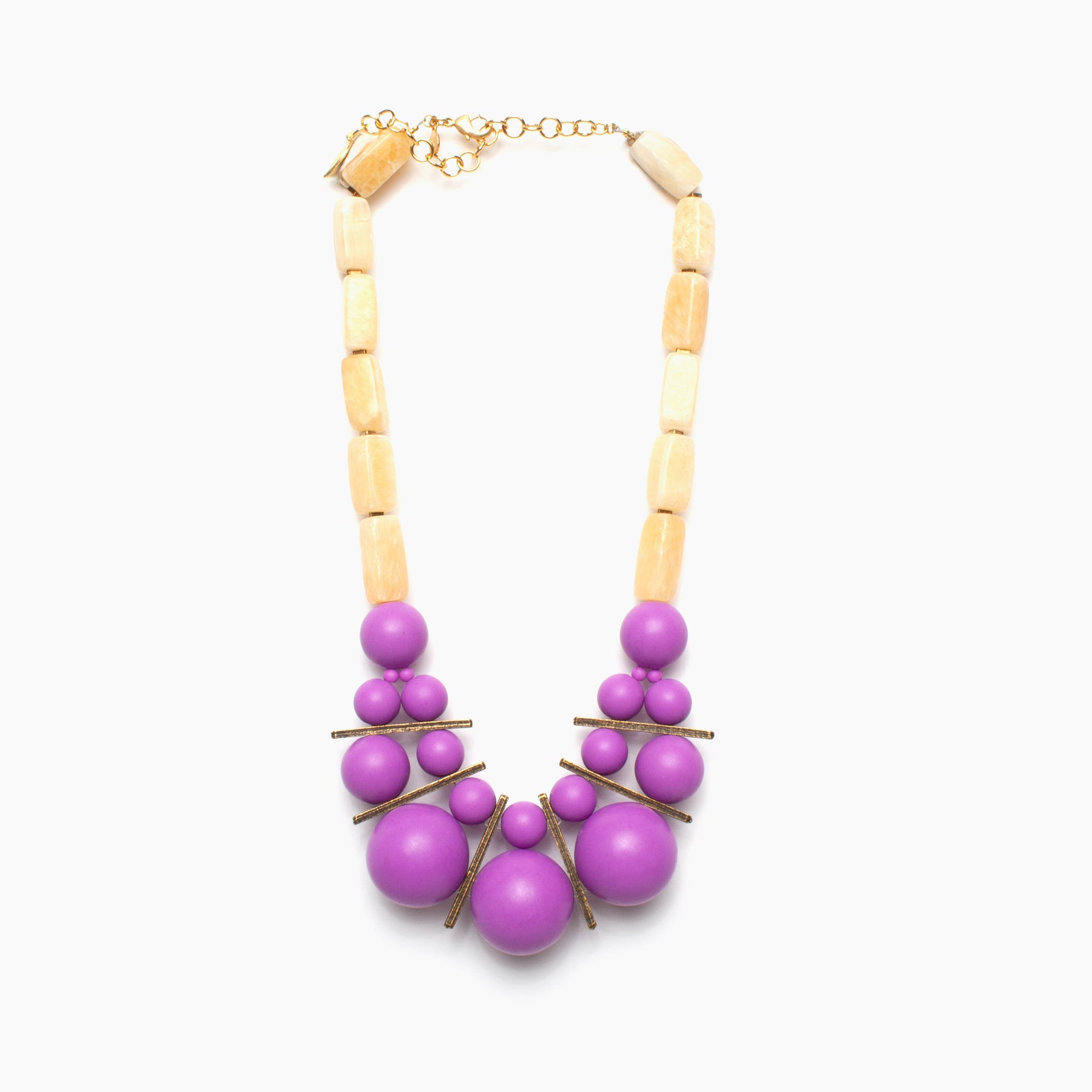 Yellow Stone and Purple Acrylic Necklace