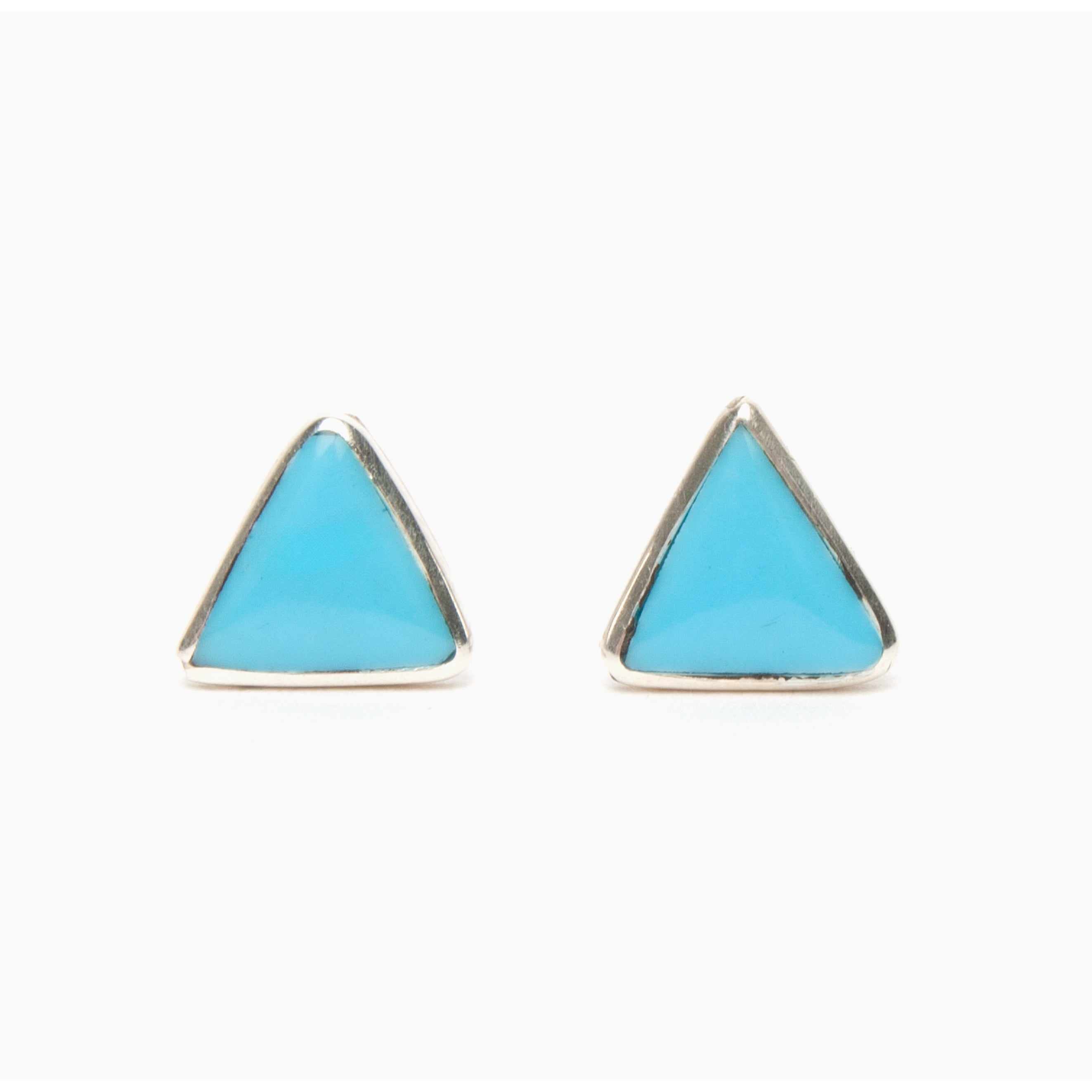 Zuni Turquoise Triangle Stud Earrings