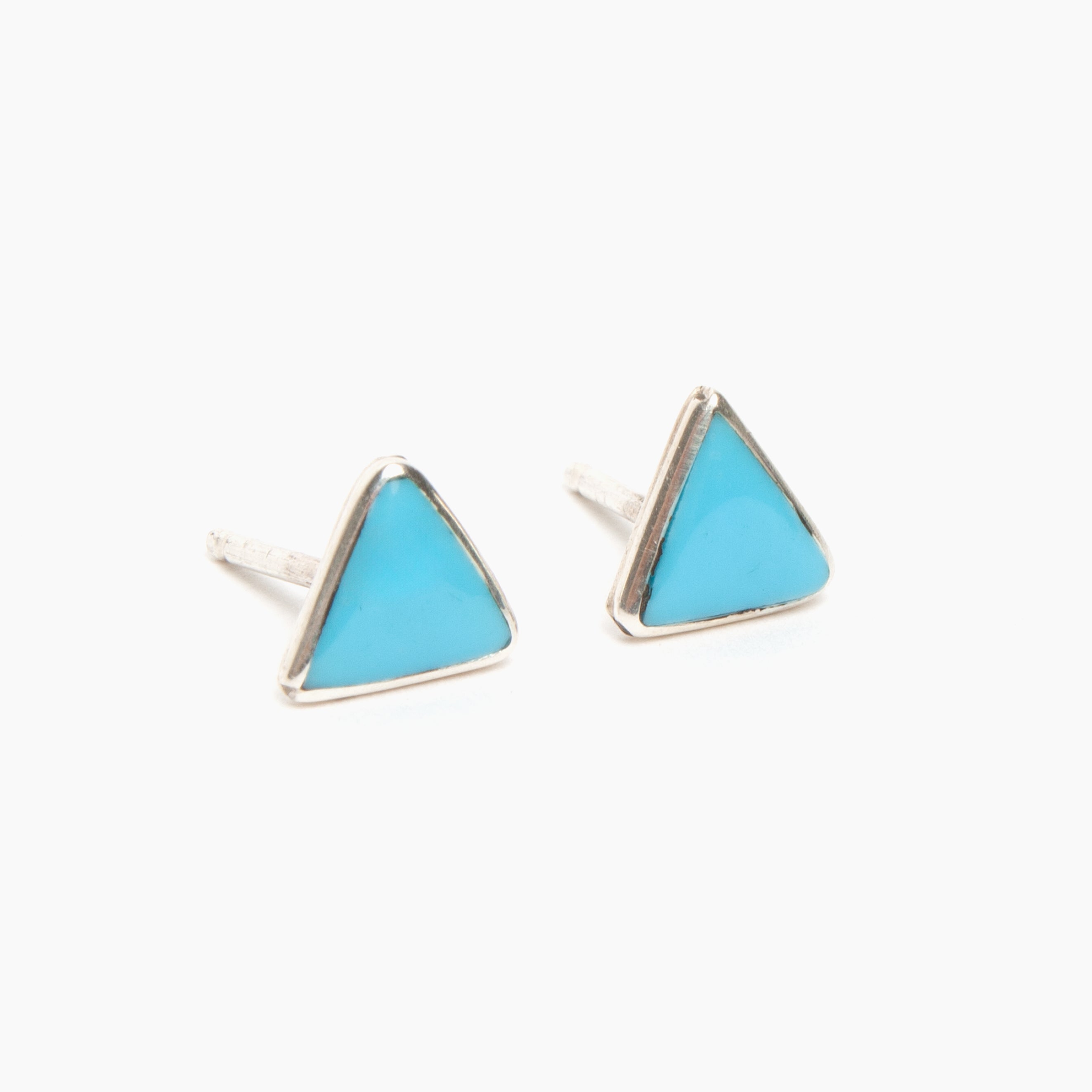 Zuni Turquoise Triangle Stud Earrings
