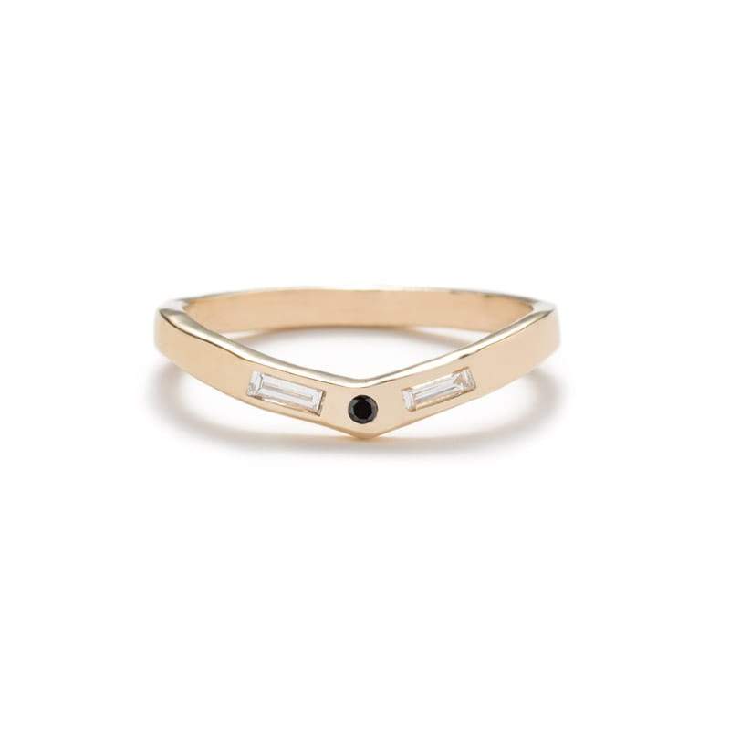 "Basio" diamond curved v ring polished - betsy & iya