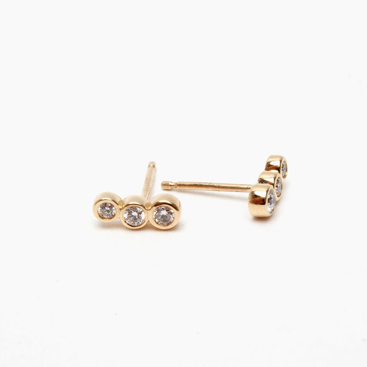 Three Stone Climber Stud Earrings