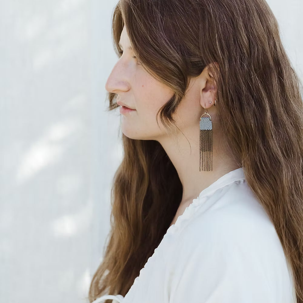 Curtain Earrings in Shale Blue