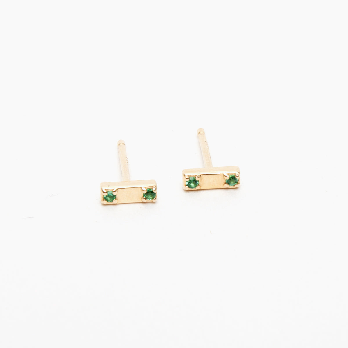 Two Stone Bar Stud Earrings