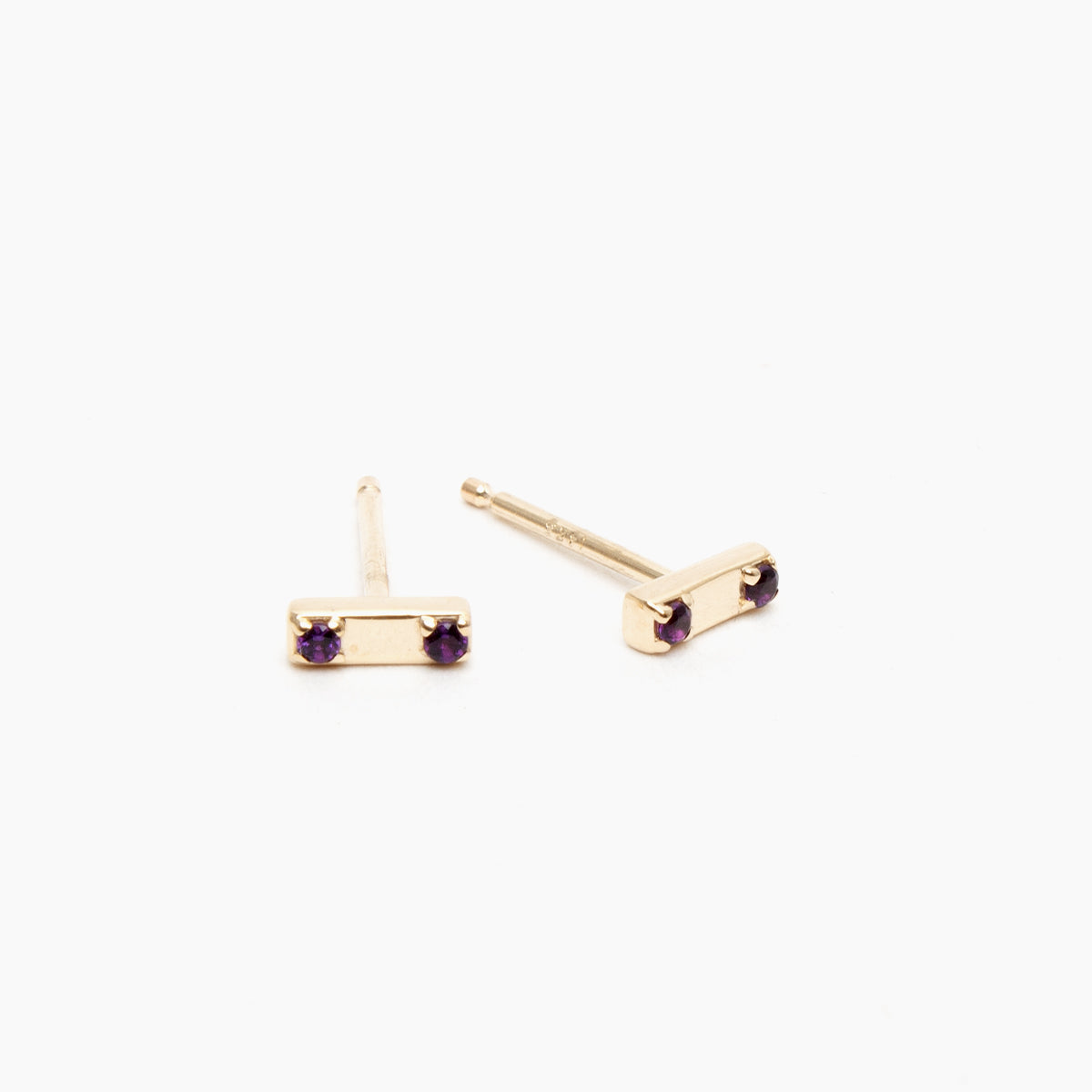 Two Stone Bar Stud Earrings