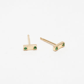 Two Stone Bar Stud Earrings