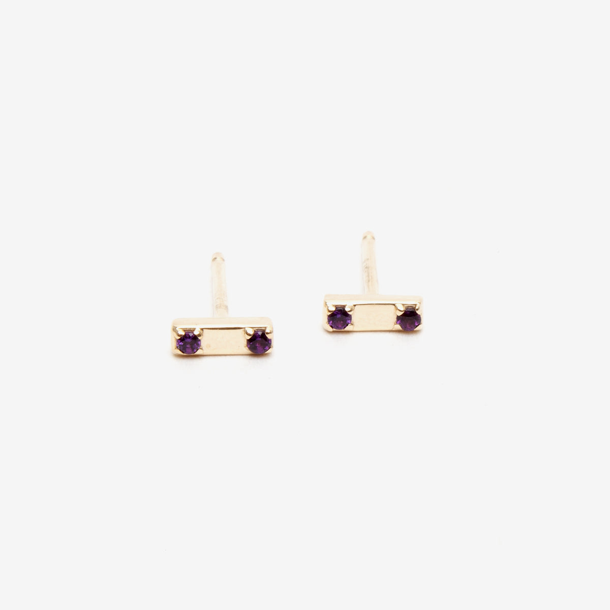 Two Stone Bar Stud Earrings