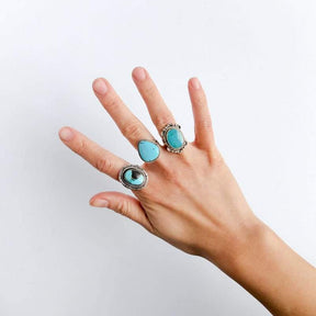 Flat Oval Turquoise Ring Size 4.75