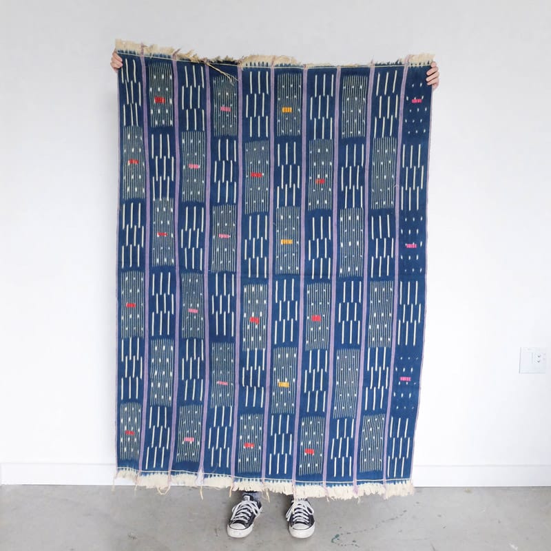 Baoulé Cloth in Indigo, Purple and White