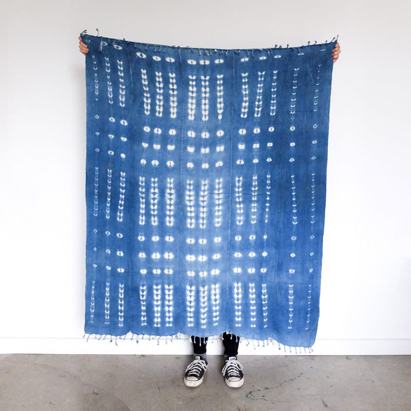 Burkina Faso Indigo with Floral Buds and Dots