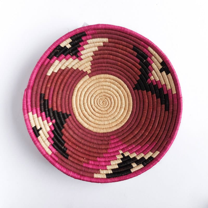 Pink, Black and White Basket from Rwanda