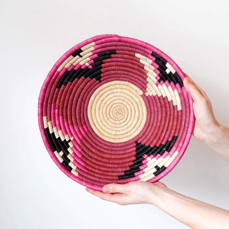 Pink, Black and White Basket from Rwanda
