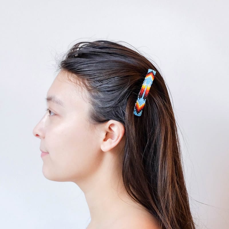 Navajo Beaded Hair Comb Set in Turquoise with Arrow Motif