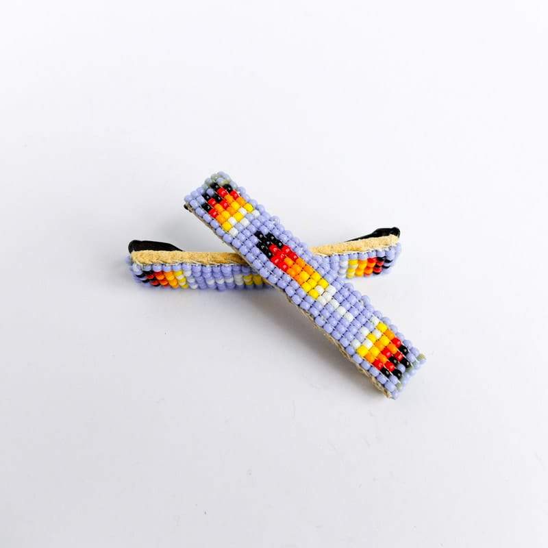 Navajo ヘアアクセサリー Navajo Beaded Hair Clip Set in Lavender