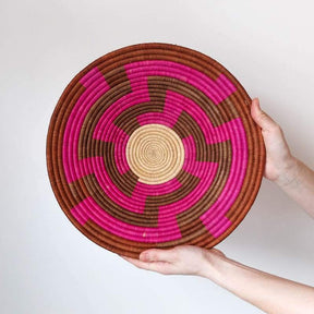 Brown and Hot Pink Basket from Rwanda