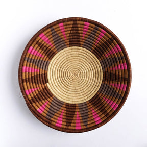 Brown, Hot Pink and Grey Triangles Basket from Rwanda
