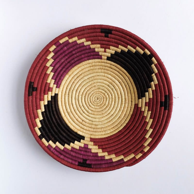Triangles of Pink, Purple, and Black Basket from Rwanda