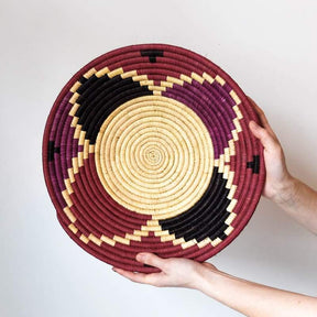 Triangles of Pink, Purple, and Black Basket from Rwanda