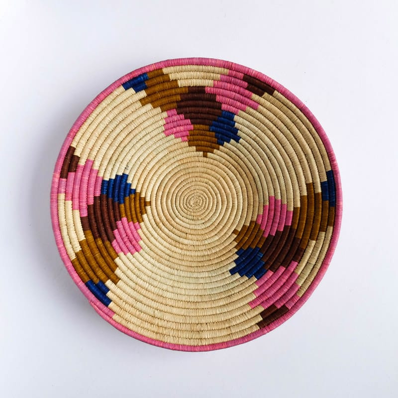 Pink, Blue, and Brown Basket from Rwanda