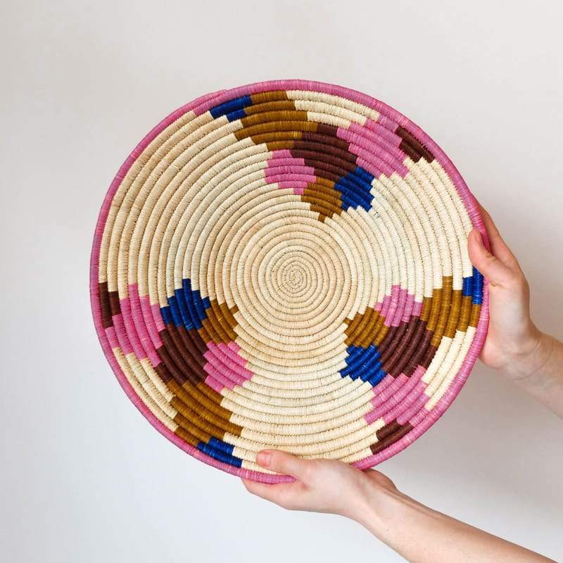 Pink, Blue, and Brown Basket from Rwanda
