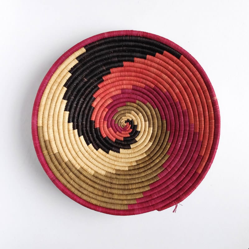 Pink, Coral, Grey and Black Swirl Basket from Rwanda
