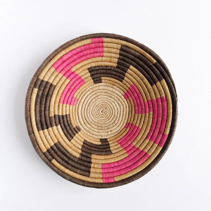 Pink, Grey and Tan Basket from Rwanda