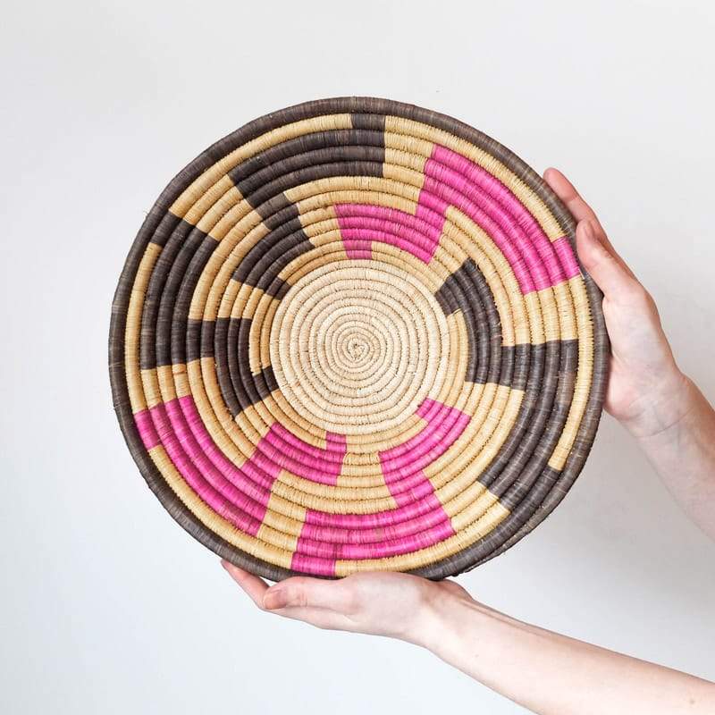 Pink, Grey and Tan Basket from Rwanda