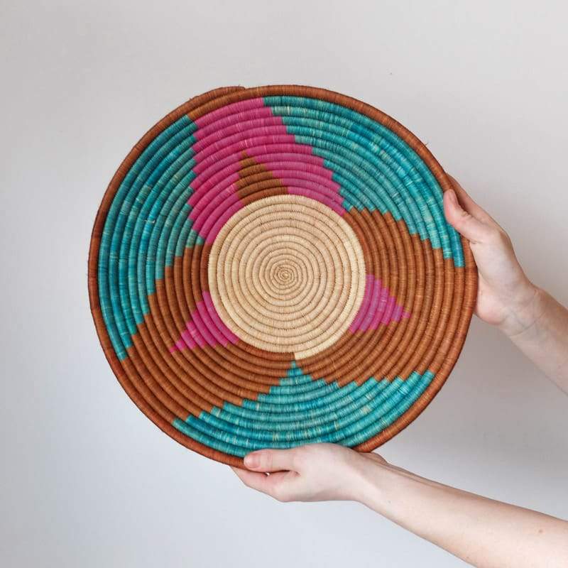 Brown, Pink, and Aqua Basket from Rwanda