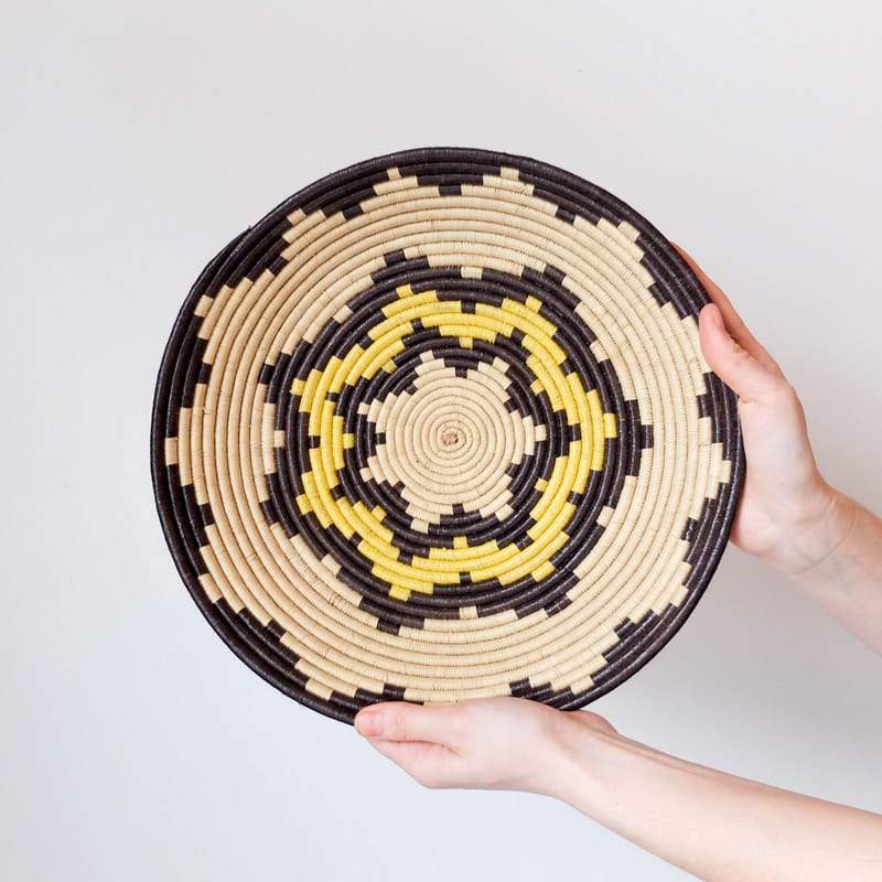 Yellow, Black and White Basket from Rwanda