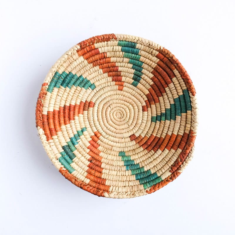 Medium Pakistani Basket with Orange and Green Swirl