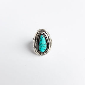 Large Stepped Setting Turquoise Ring Size 10