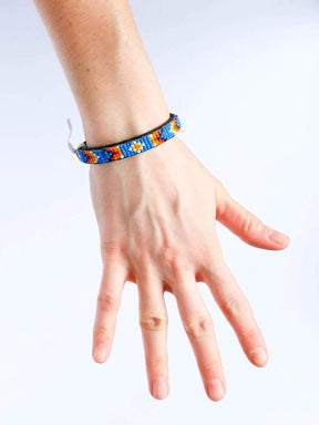 Small Bright Blue Navajo Beaded Bracelet