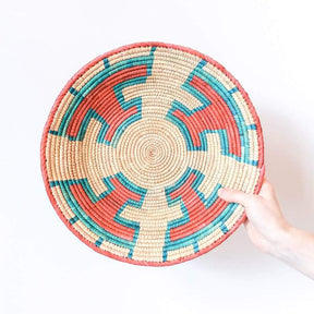 Flat Pakistani Basket in Red and Teal
