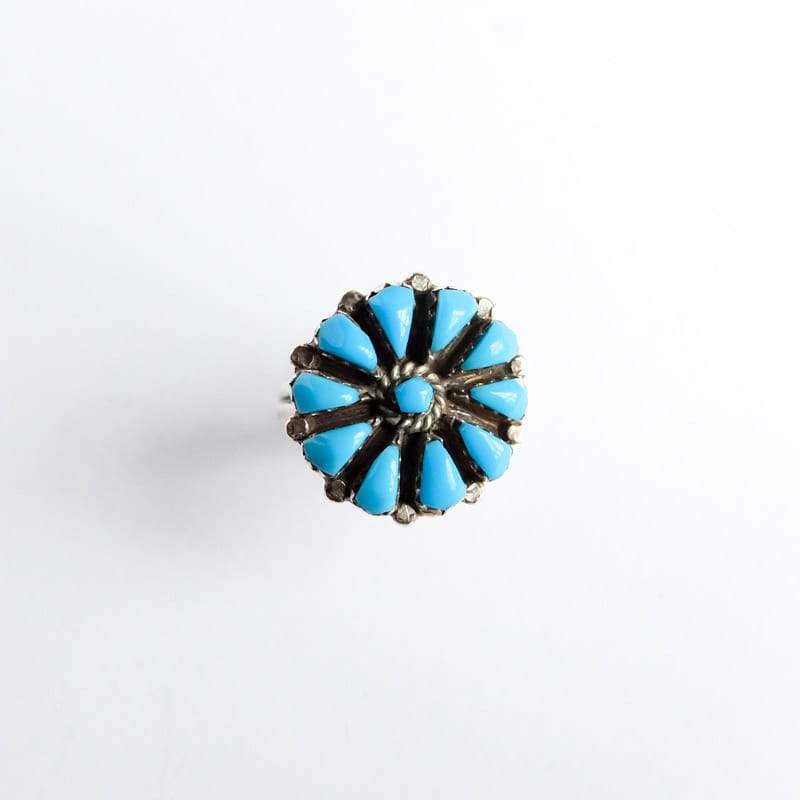 Turquoise Petit Point Floral Ring Size 7