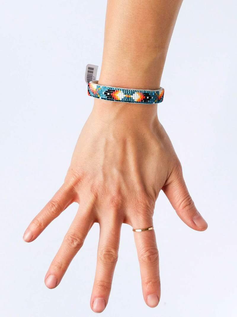 Small Metallic Aqua Navajo Beaded Bracelet