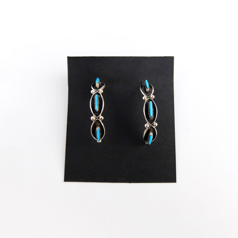 Turquoise Needlepoint Hoop Earrings