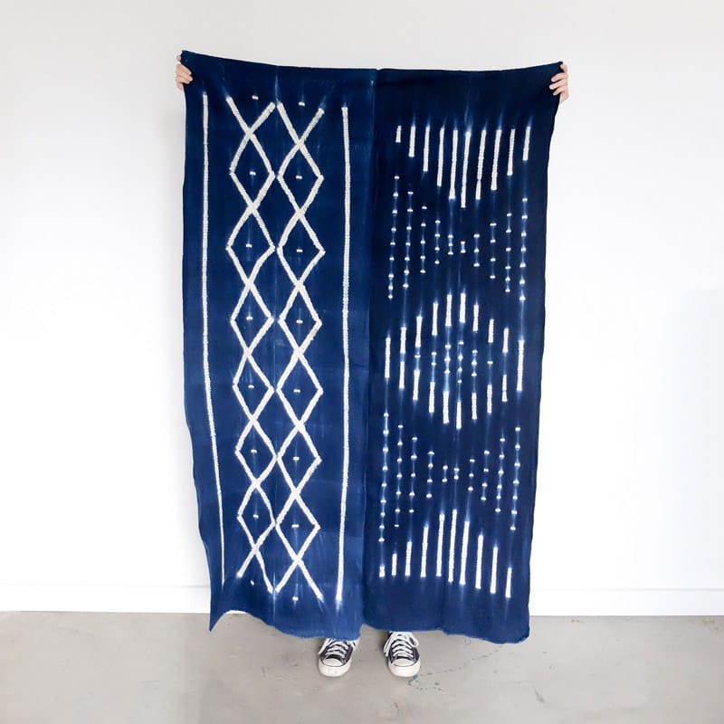 Burkina Faso Indigo Half Diamonds Half Bars and Dots