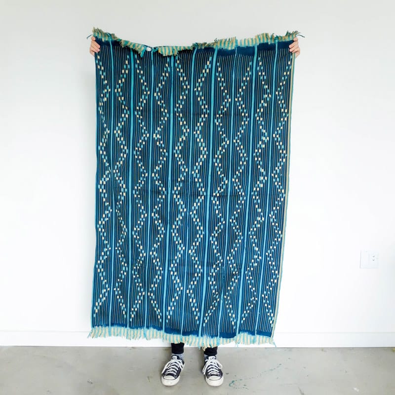 Baoulé Cloth in Indigo, Aqua, and Cream