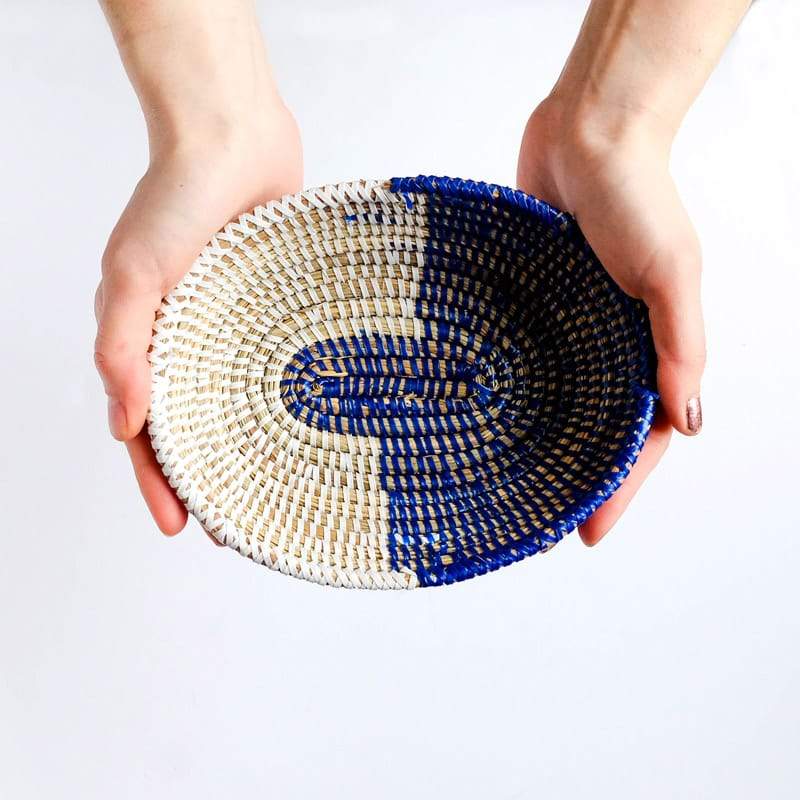 Small Senegal Basket in White and Blue