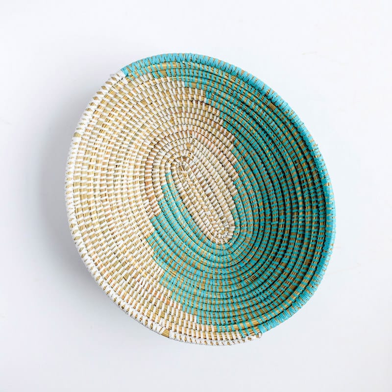 Medium Senegal Basket in Aqua and White