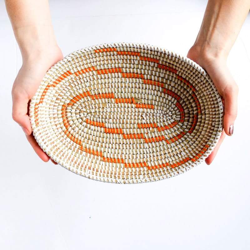 Small Senegal Basket in Orange and White
