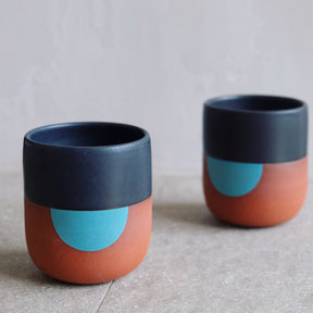 Handleless Mug in Eclipse Black and Turquoise