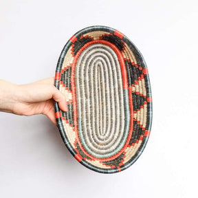 Oval Basket in Grey and Orange