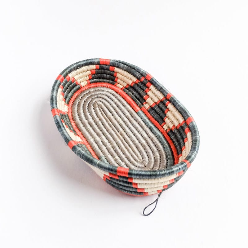 Oval Basket in Grey and Orange