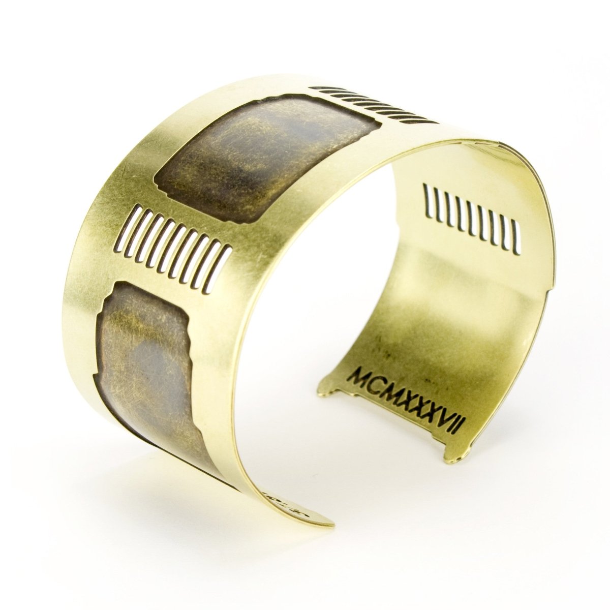 Side view of the Golden Gate cuff bracelet by betsy and iya.