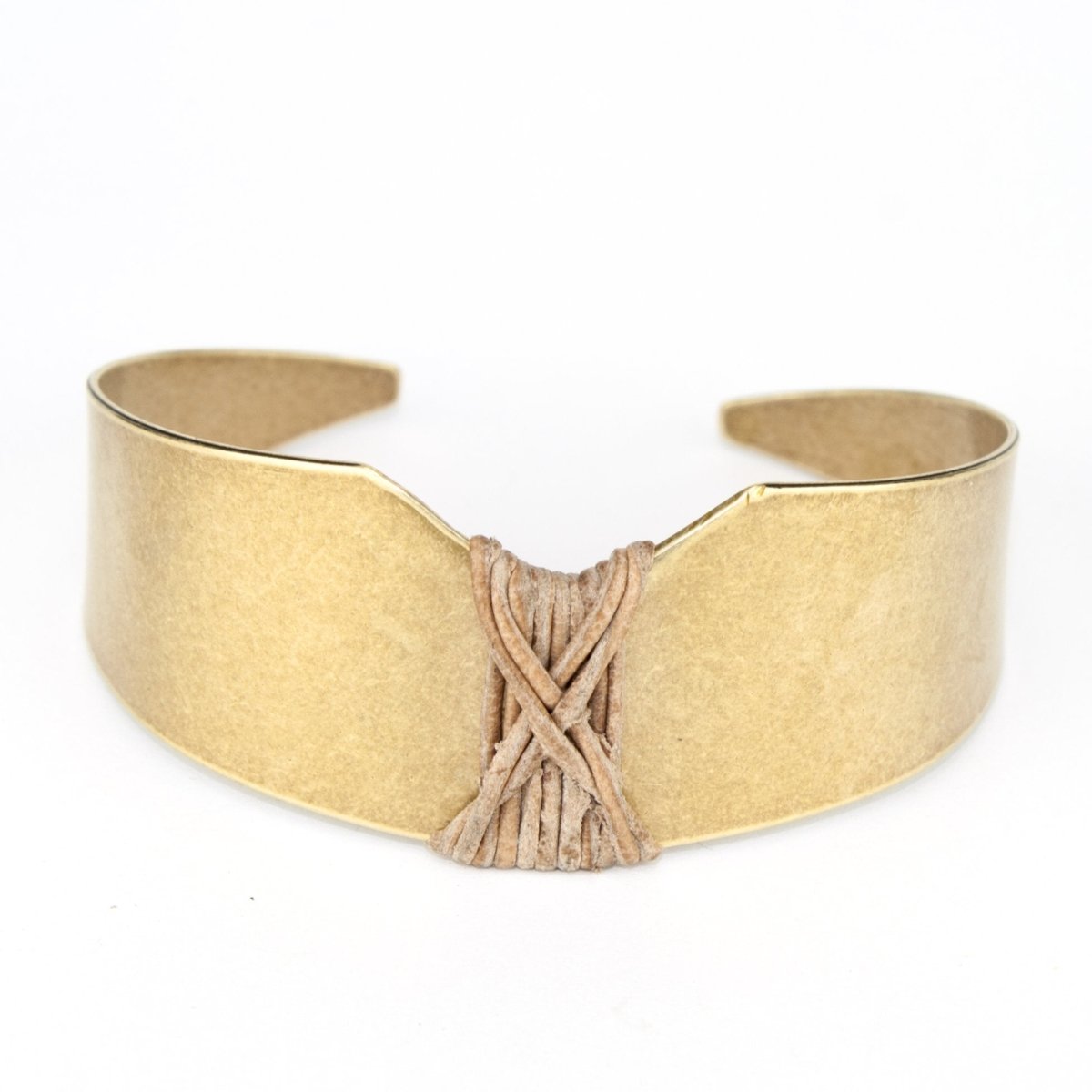 betsy & iya Arch's Shadow cuff bracelet with natural leather.