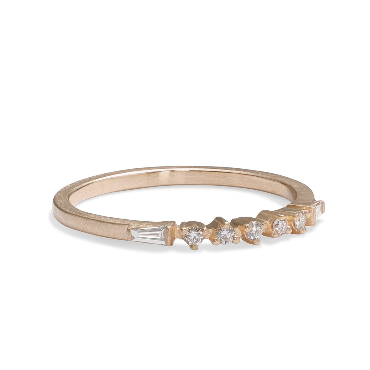 Alma 14K recycled gold stacking ring, with lab-grown diamonds. Designed and handcrafted in Portland, Oregon.