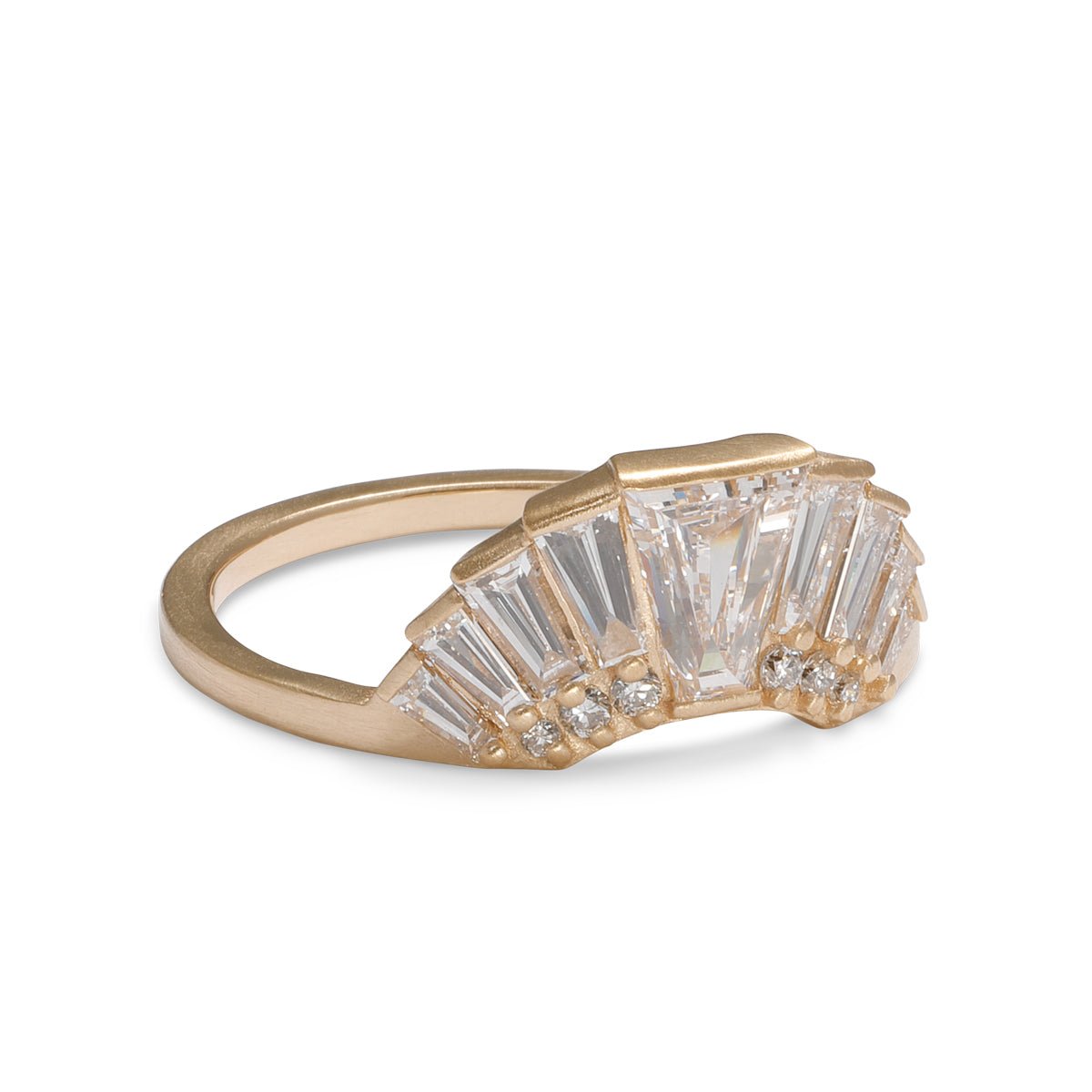 Apricus 14K recycled gold stacking ring, with lab-grown diamonds. Designed and handcrafted in Portland, Oregon.