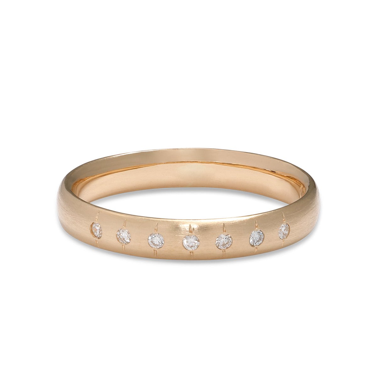 Vintage inspired Aurum ring, with lab-grown diamonds set in 14K gold. Designed and handcrafted in Portland, Oregon.